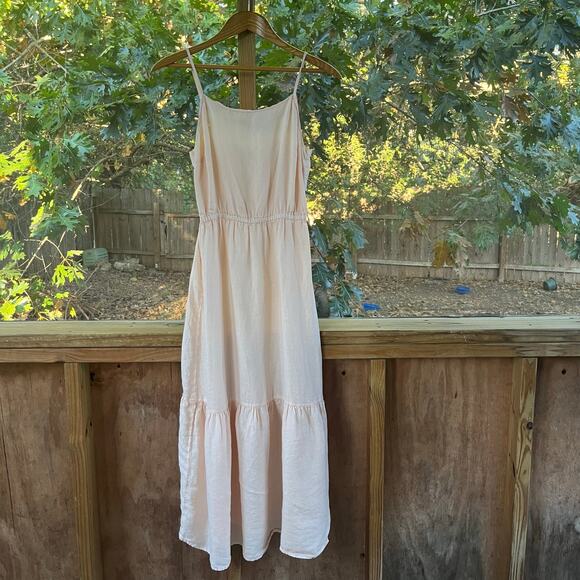 Cloth & Stone Peach Sleeveless Midi Dress 100% Linen Size XS - Picture 1 of 9